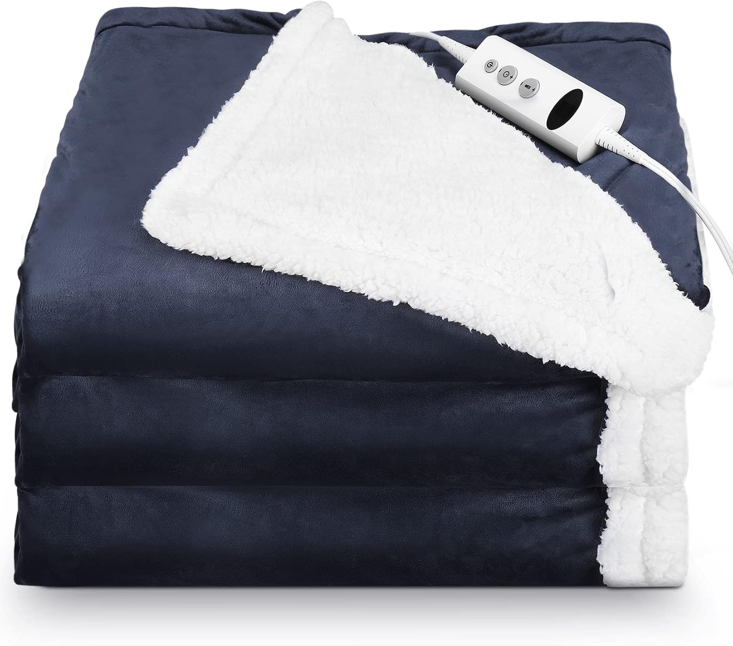 Turejo Electric Heated Blanket Throw with Reversible Flannel & Sherpa Layers 50" x 60" , Fast 10 Heating Levels, 9 Hours Auto Off, Overheating Protect Warming Home Office Blankets