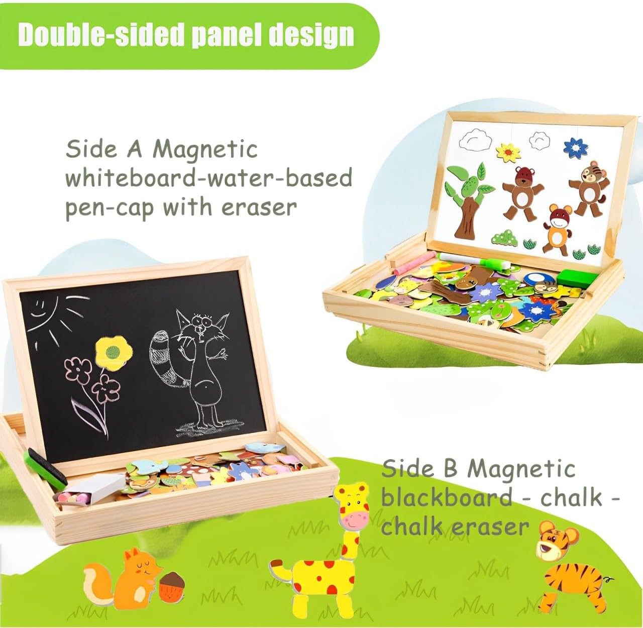 Fidtoy Montessori magnetic puzzle board toy with colorful pieces