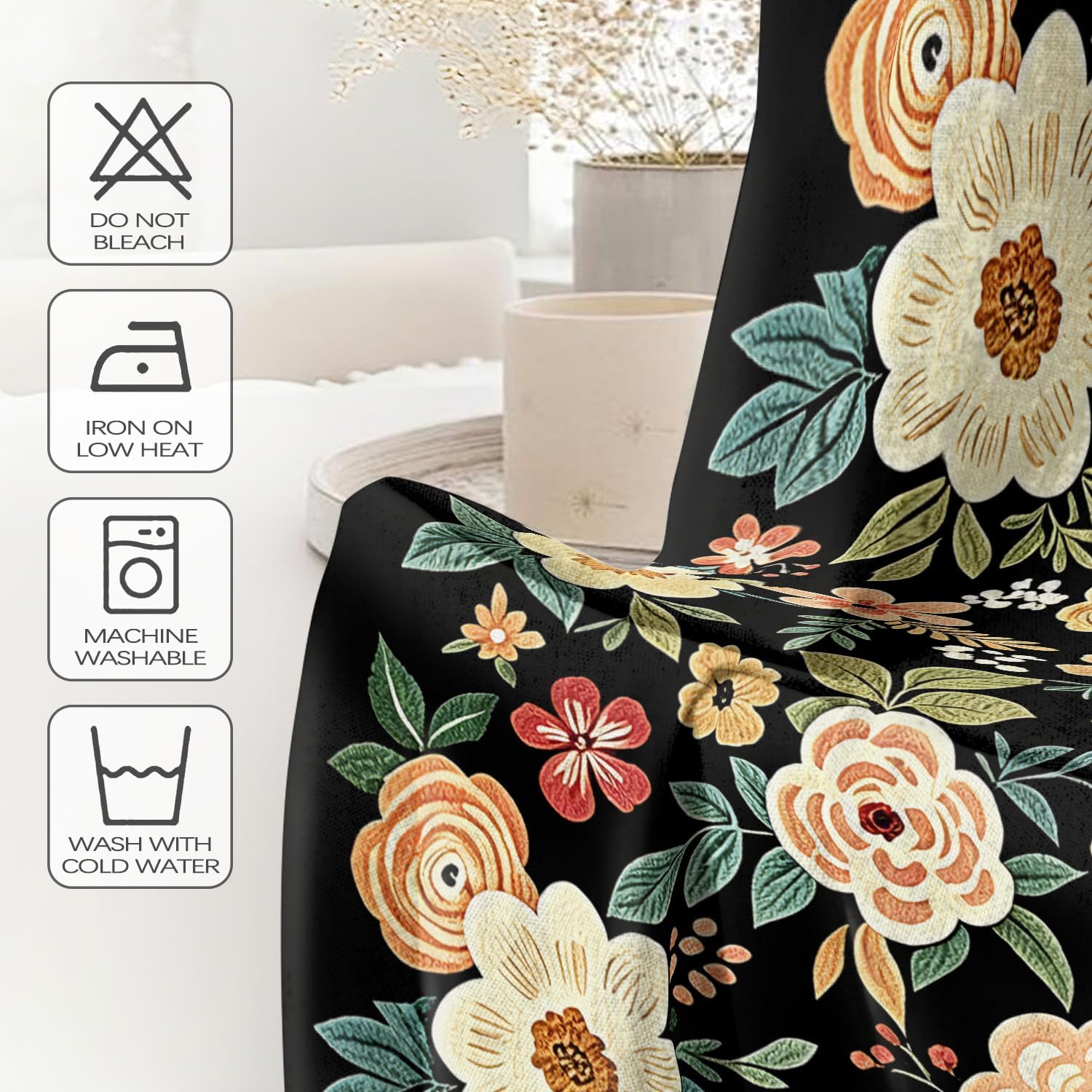 Floral Kitchen Curtains Valances and Tiers Set for Windows,Flower Lover Bathroom Window Curtain Valance 3 Piece Sets,Kitchen Decor for Living Room,54''x 36''
