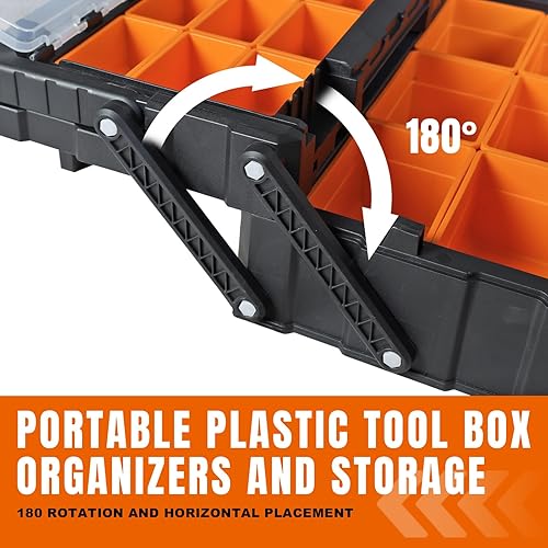Miniatura 4 de Torin AG2170B Organizador portátil de caja de herramientas de plástico caja de herramientas voladiza de 18 pulgadas con compartimentos extraíbles