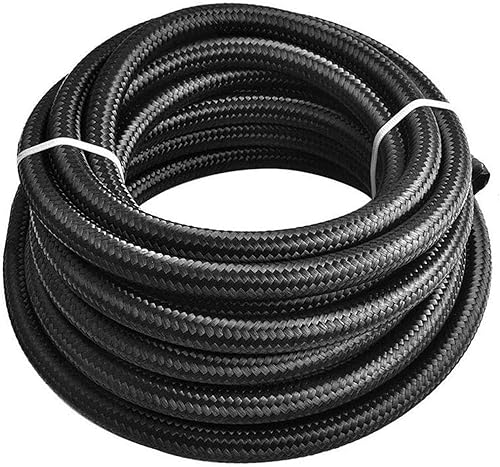 Miniatura 10 de Manguera trenzada de nailon plateado y acero inoxidable de 20 pies de línea CPE de gasóleo combustible, 6AN, tamaño de tubo de 3/8", refrigerante