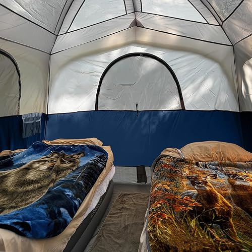 Miniatura 4 de UNP Carpas para 6 personas, impermeable, resistente al viento, fácil instalación, tienda de campaña familiar de doble capa con 1 puerta de malla y 5