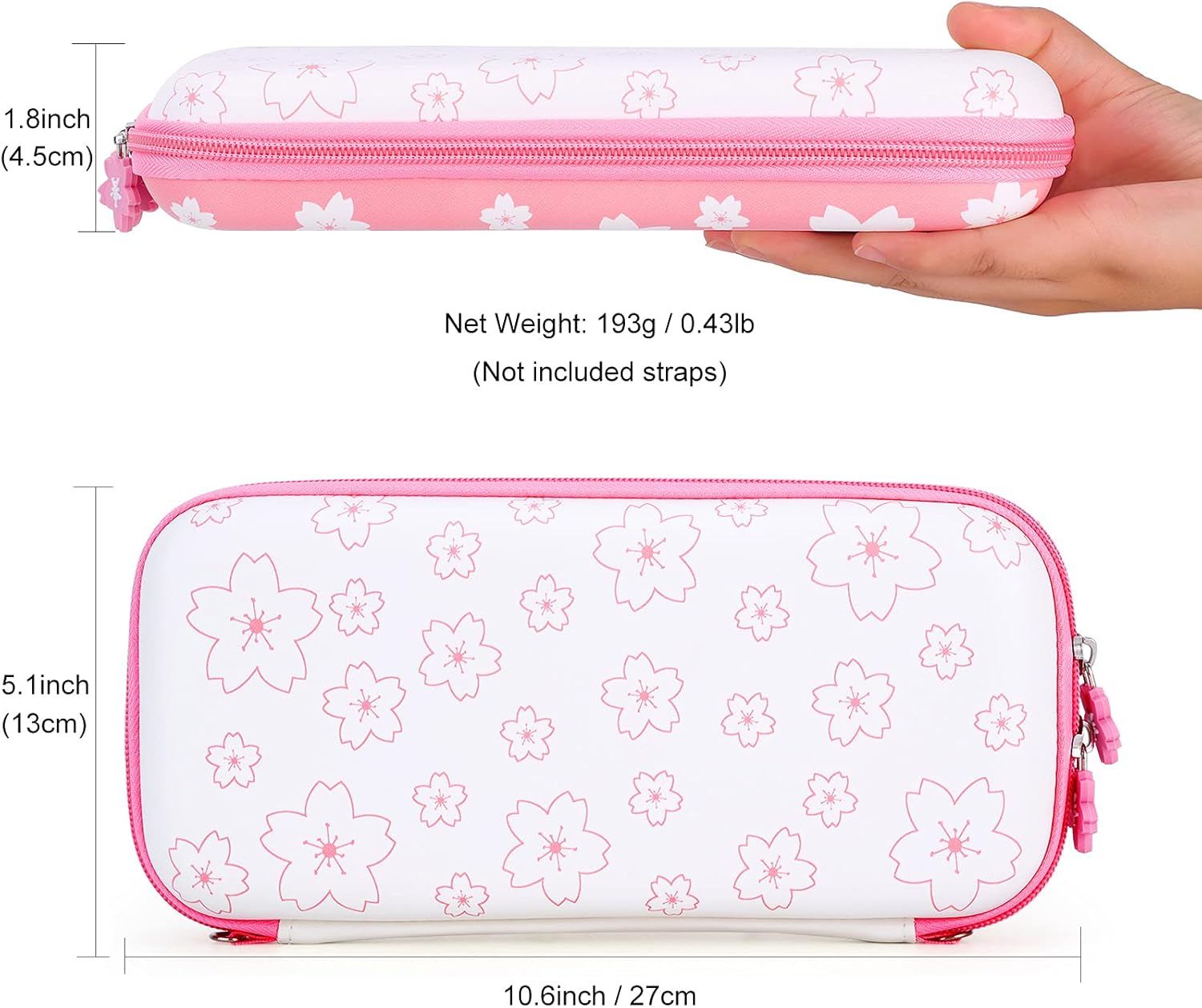 Flаѕh Sаlе Tscope Pink Carrying Case for Nintendo Switch, Girly Sweet Flowers Hard Shell Travel Shoulder Portable Protective Bag with Glass Screen Protector Thumb Grip Caps (Sakura Pink)
