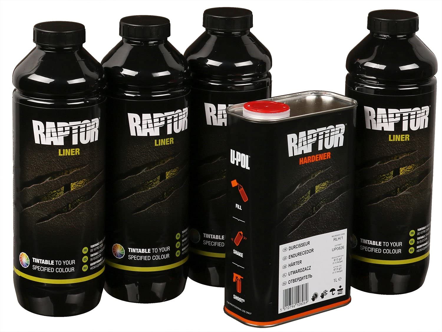 UPOL RAPTOR einfärbbar/farblos Pick Up Transportflächen Fahrzeug Beschichtung einfärbbar 3,79 Liter + AllorA Unterbodenschutzpistole