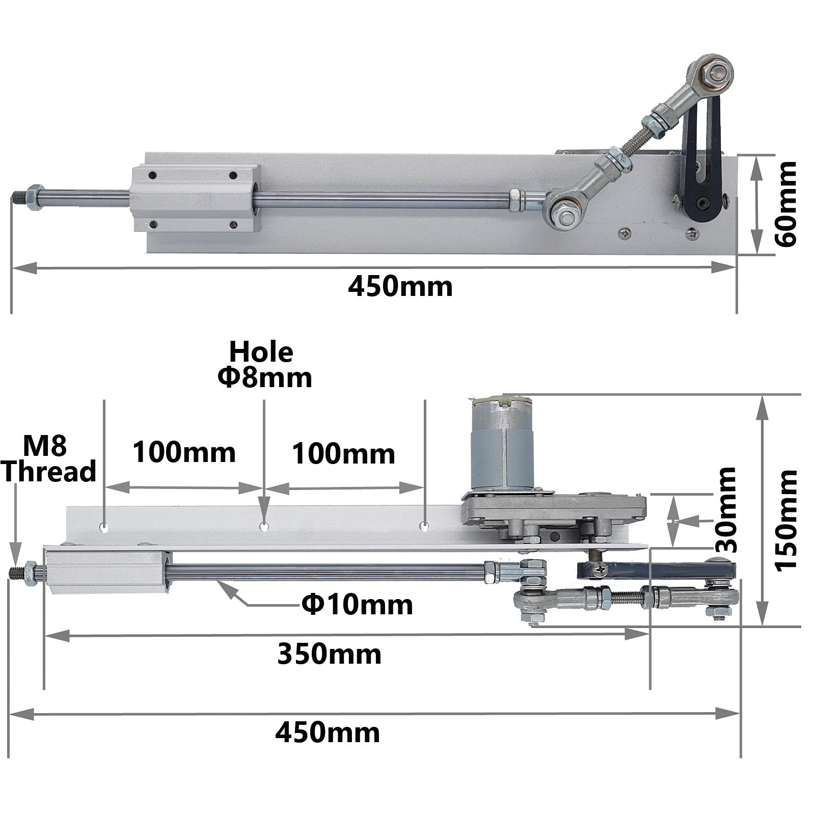 JQDML 3-40 lbs Thrust Reciprocating Linear Actuator 120RPM,1.18"-6" Stroke — Amazon image 8