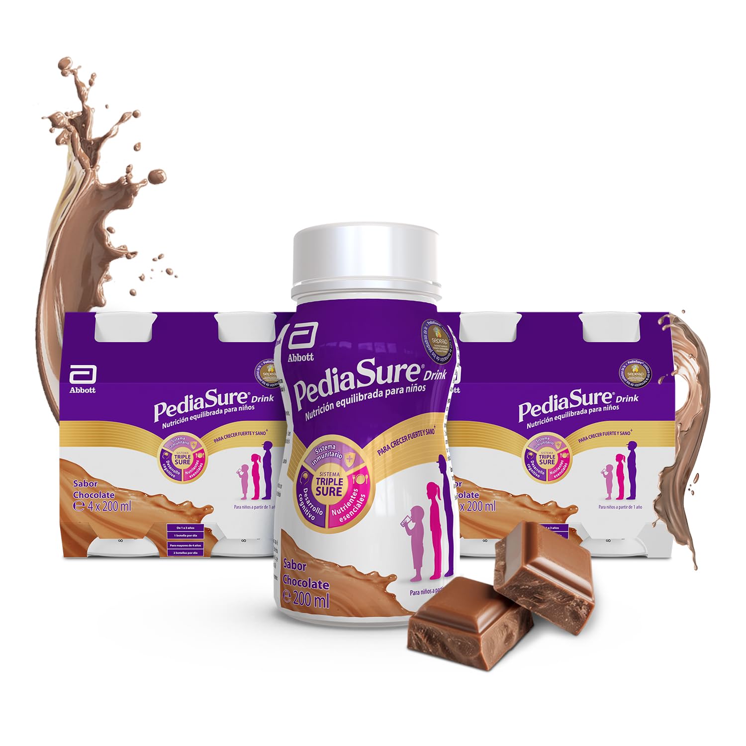 Pediasure Chocolate Complemento Alimenticio para Niños Proteínas Vitaminas Minerales Pack 8 x 200ml