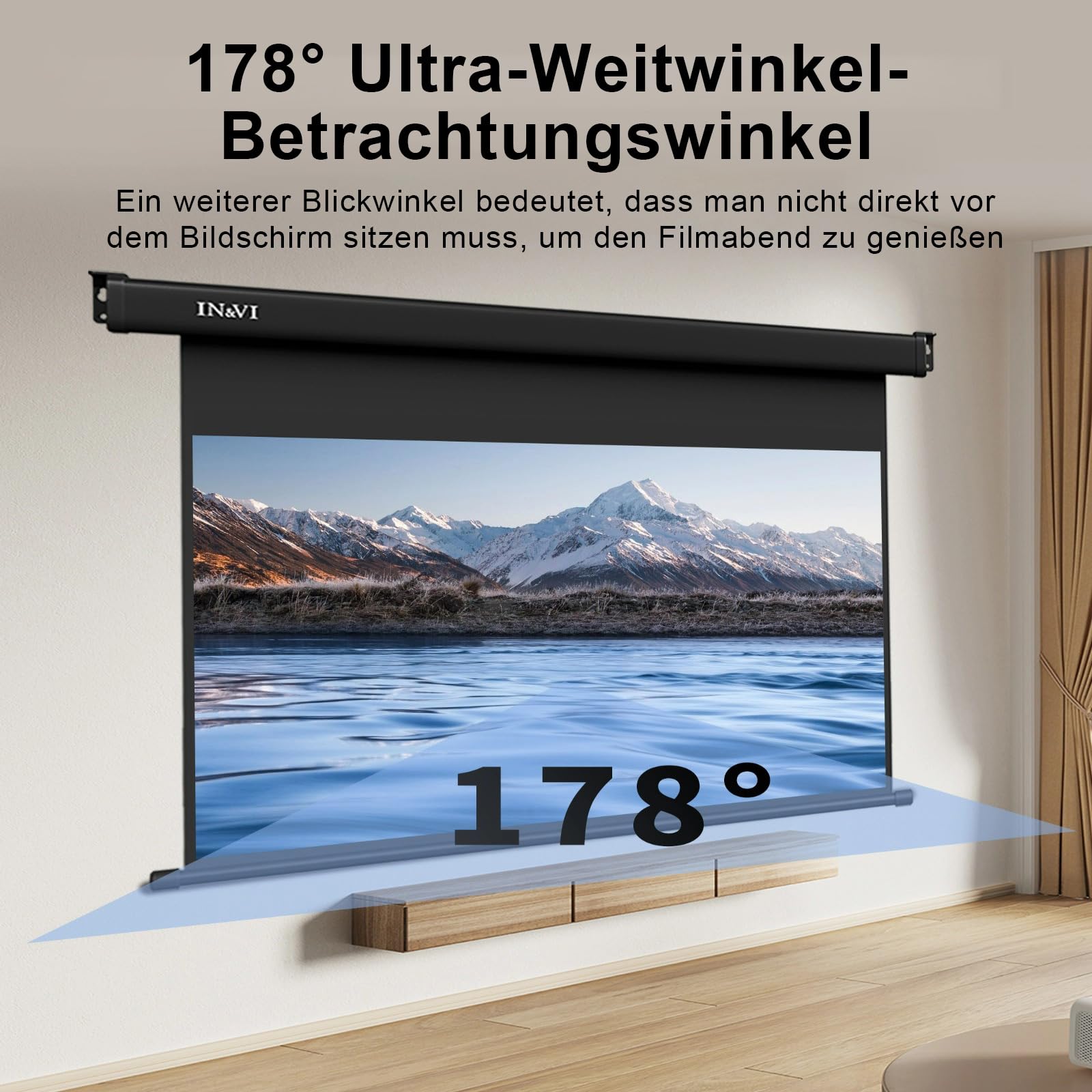 IN&VI ZB Beamer Leinwand Elektrisch Mit Fernbedienung,Leinwand Beamer 4K 3D HD 120 Zoll Format 4:3 Projektionsleinwand für Heimkino und Präsentation,Zur Decken-/ Wand-Montage