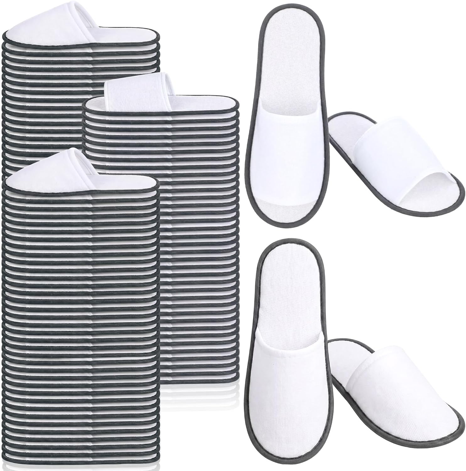 Coume 48 Pairs Disposable Slippers for Guests Bulk Soft Disposable Hotel Spa Slippers Open Toe and Close Toe Non-Slip for Women Men Home Indoor Hotel Travel Wedding Party