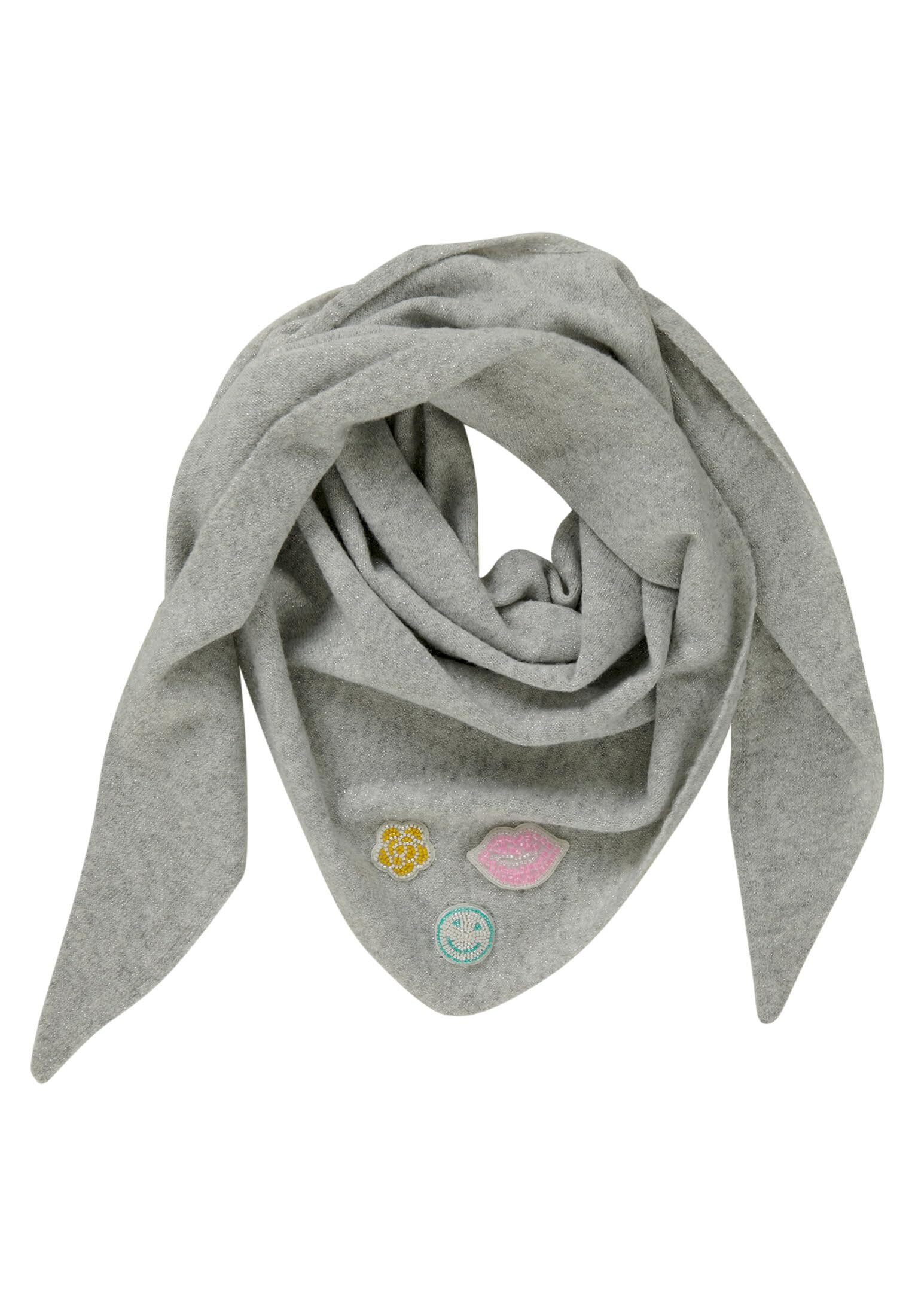 Cartoon Damen Winterschal mit Applikation ACC, Grau/Silber