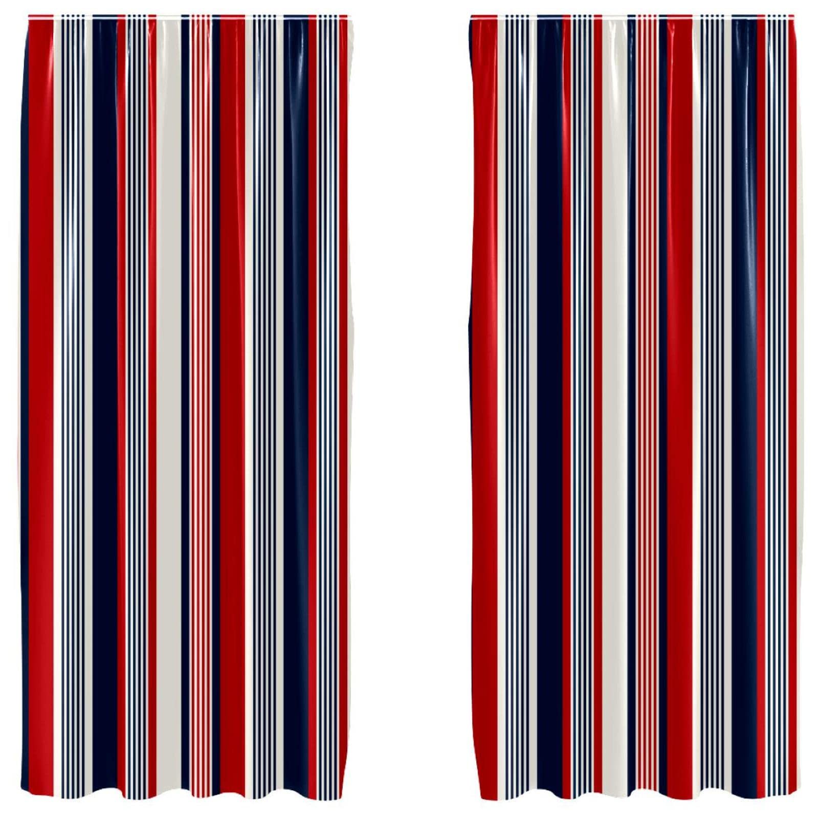 Rideaux de fenêtre occultant le vis-à-vis rayures rétro 2pcs