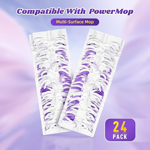 Miniatura 2 de Paquete de 24 almohadillas desechables para mopa eléctrica multisuperficie, repuesto para limpieza de suelos