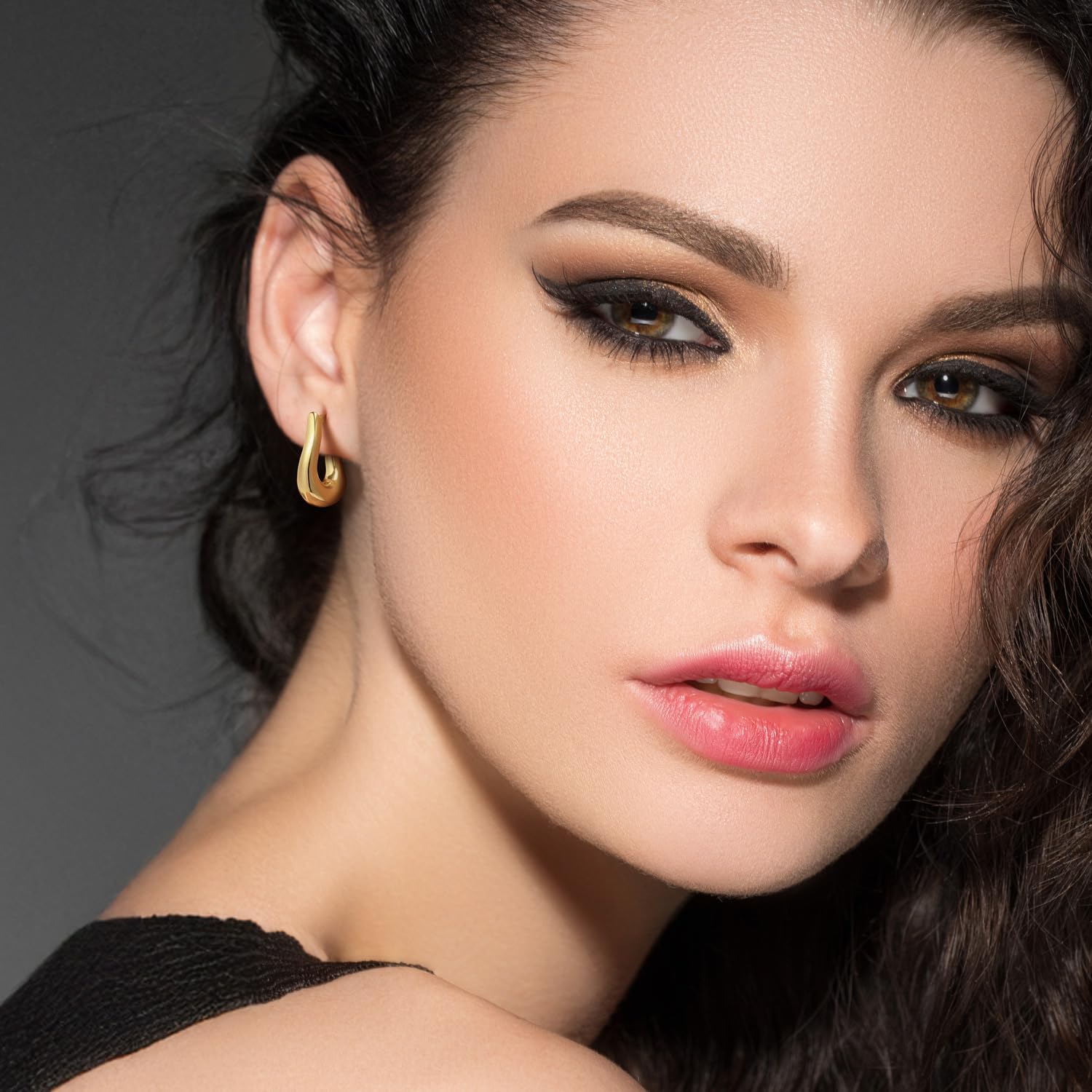 Gold Hoop Earrings 14K Gold Earrings for Women Hypoallergenic Twisted Oval Hoops Earring Irregular Twist Inspired U-shape Everyday Hoop Earring for Women Chunky - Image 4