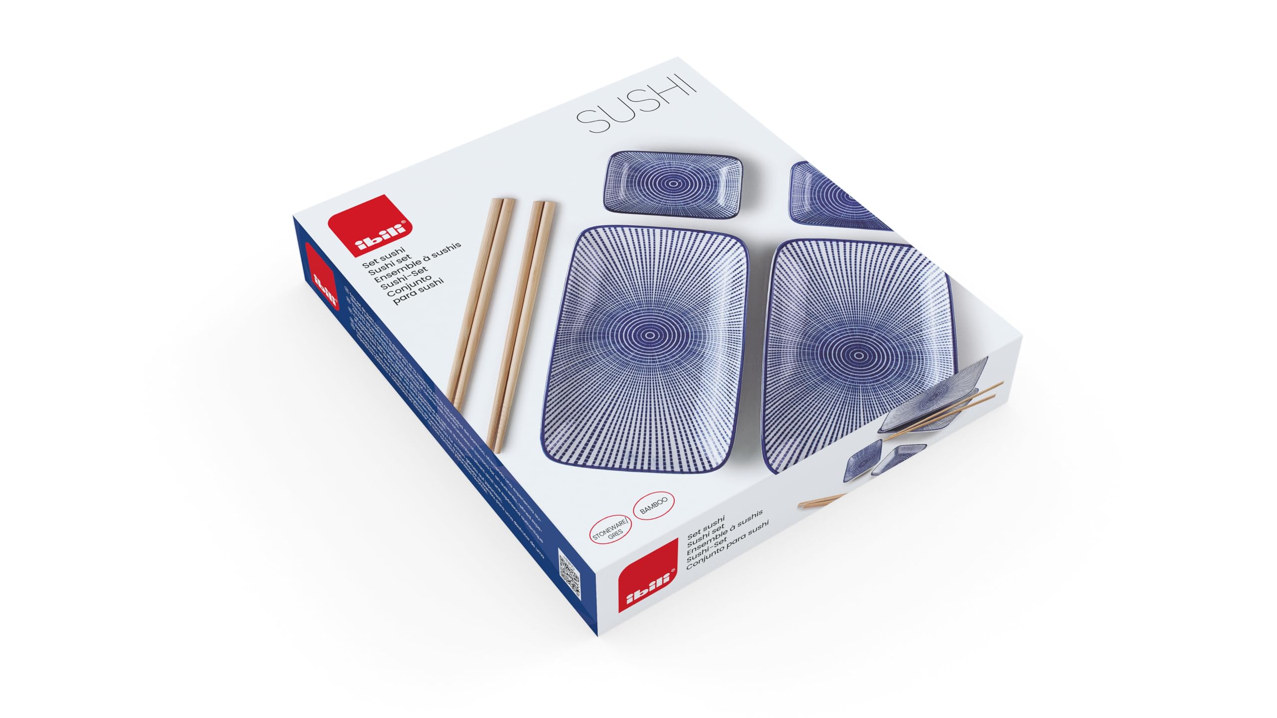 IBILI - Set Sushi, 2 Vassoi + 2 Ciotole + 4 Bacchette