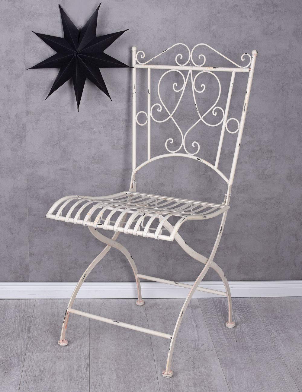 Nostalgiczne krzesło ogrodowe metalowe krzesło białe krzesło shabby chic