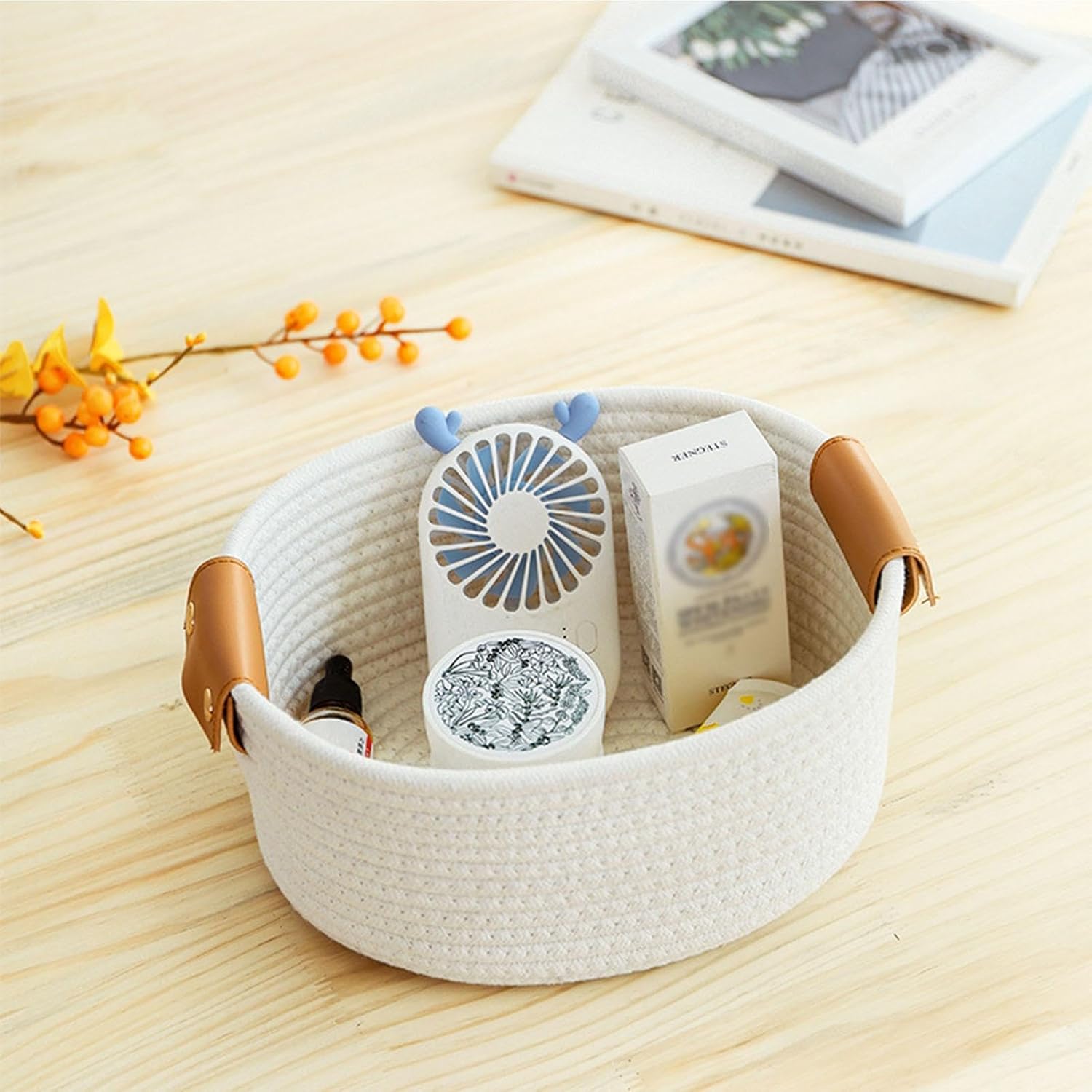 Woven Cotton Rope Storage Basket | Boho Cotton Rope Cube Shelf Storage