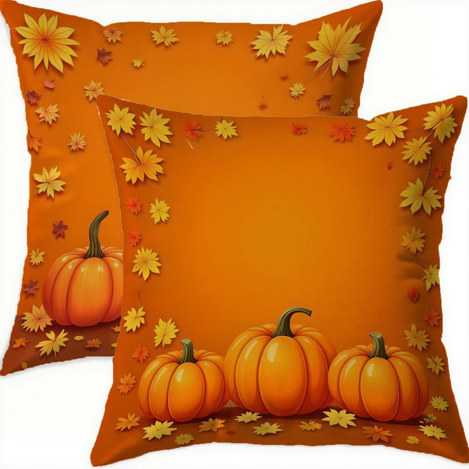 Taie oreiller 65x65 lot de 2 housse coussin orange citrouille imperméable