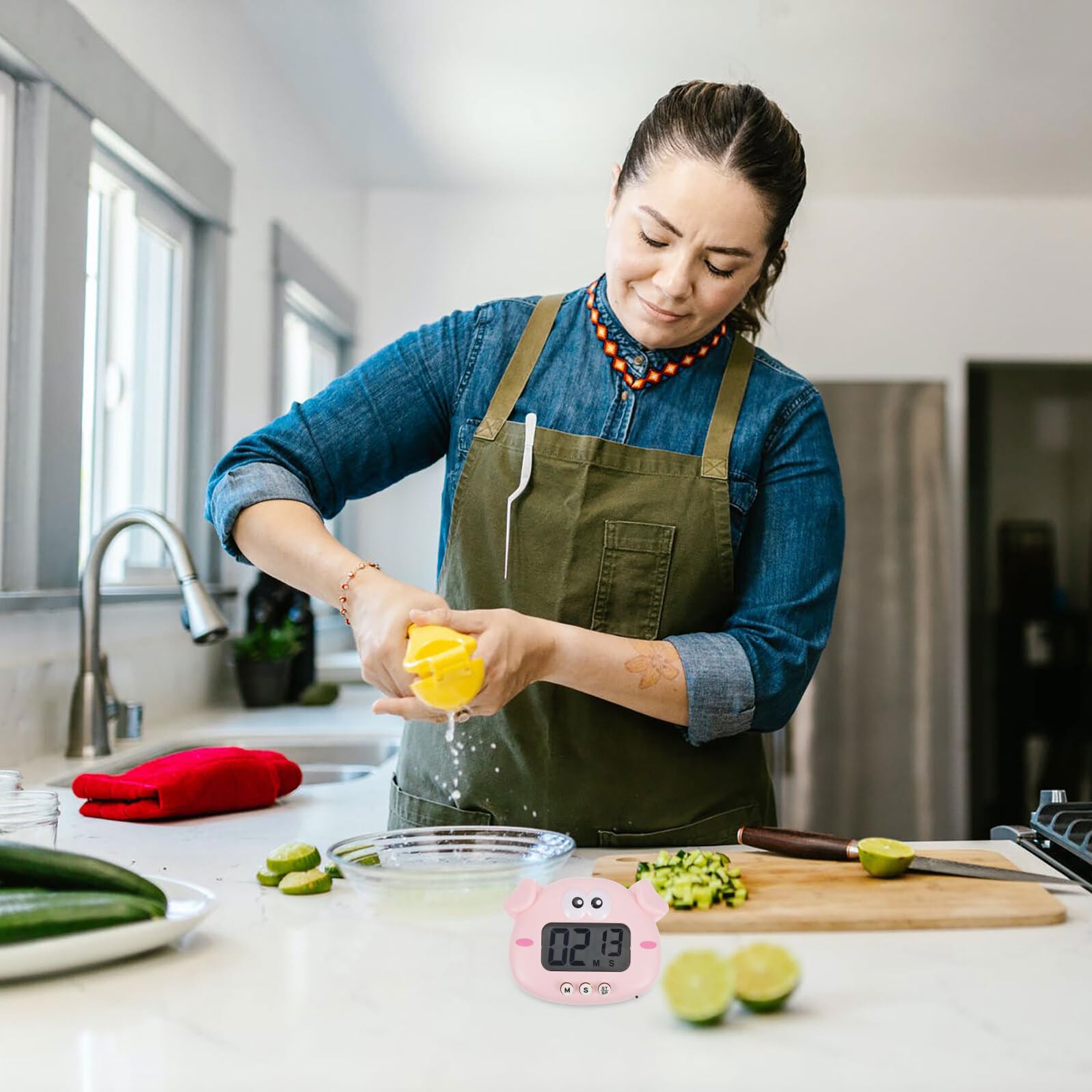 Hohopeti Minuteur Gestion Temps Maison 4 Pièces Cuisine Magnétique en Plastique Numérique avec Compte à Rebours Précis