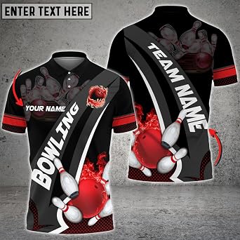 DILYPOD Personalized 3D Bowling Jersey, Custom Bowlings Polo Shirt, Men's Bowlings Shirt, Team Gifts