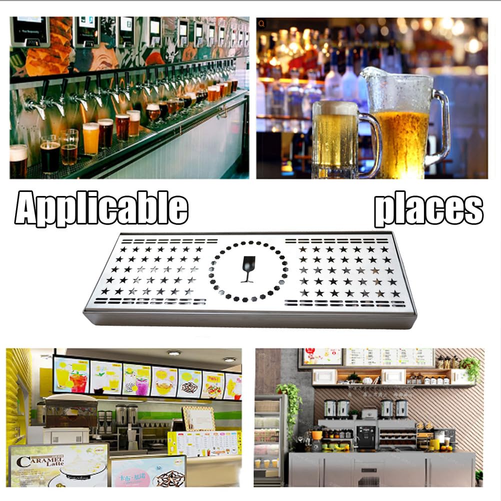 Acciaio Inox Vassoio Antigoccia Bar Mat,Rimovibile Vassoio Antigoccia per Birra Pulizia Facile,Vassoio Raccogligocce con Griglia,700 * 180 * 30mm