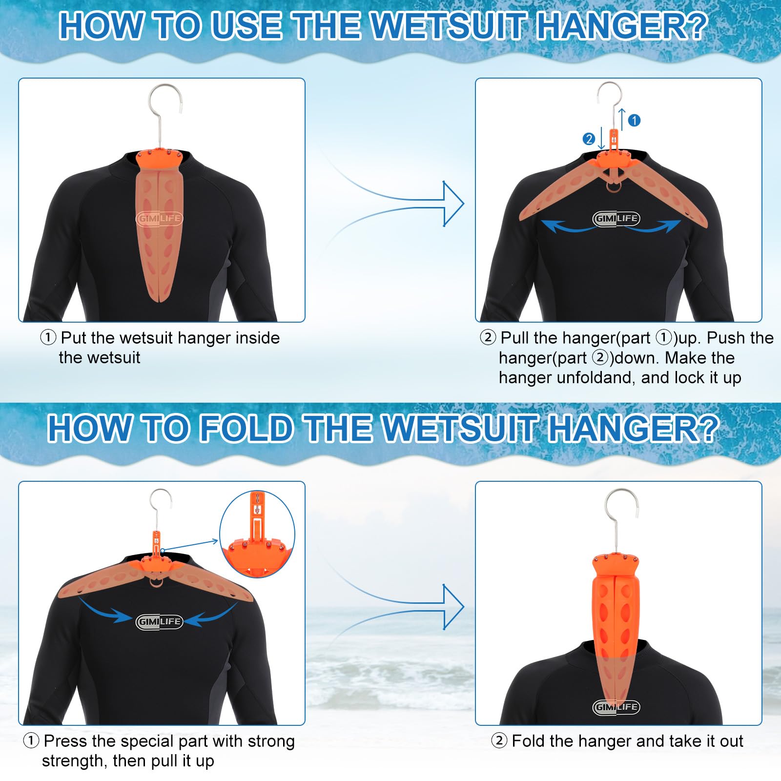 Cintre Pour Combinaison De Plongée/Surf | Cintre Ventilé Pliable | Séchage Rapide Néoprène