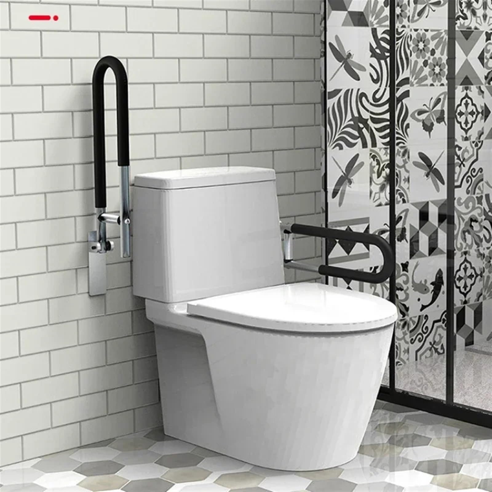 Barra Abatible Baño Barandilla de baño aleación aluminio, barras seguridad antideslizantes plegables, fácil instalación(1215A)