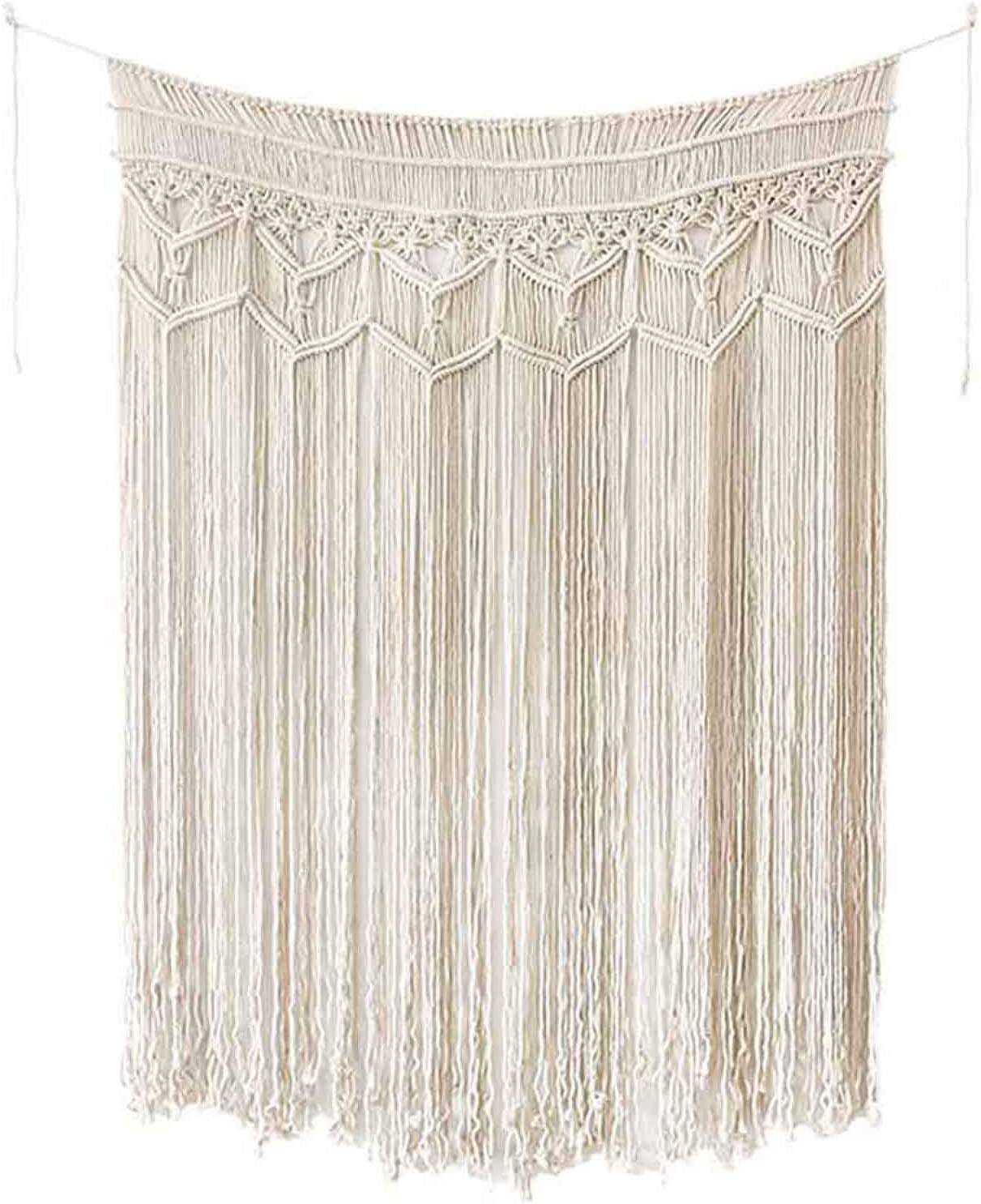 Tapiz Bohemio Grande de macramé para Colgar en la Pared, decoración Tejida para el hogar, Fondo de galería para apartamento, Sala de Estar, Dormitorio (Blanco, 130x180cm)
