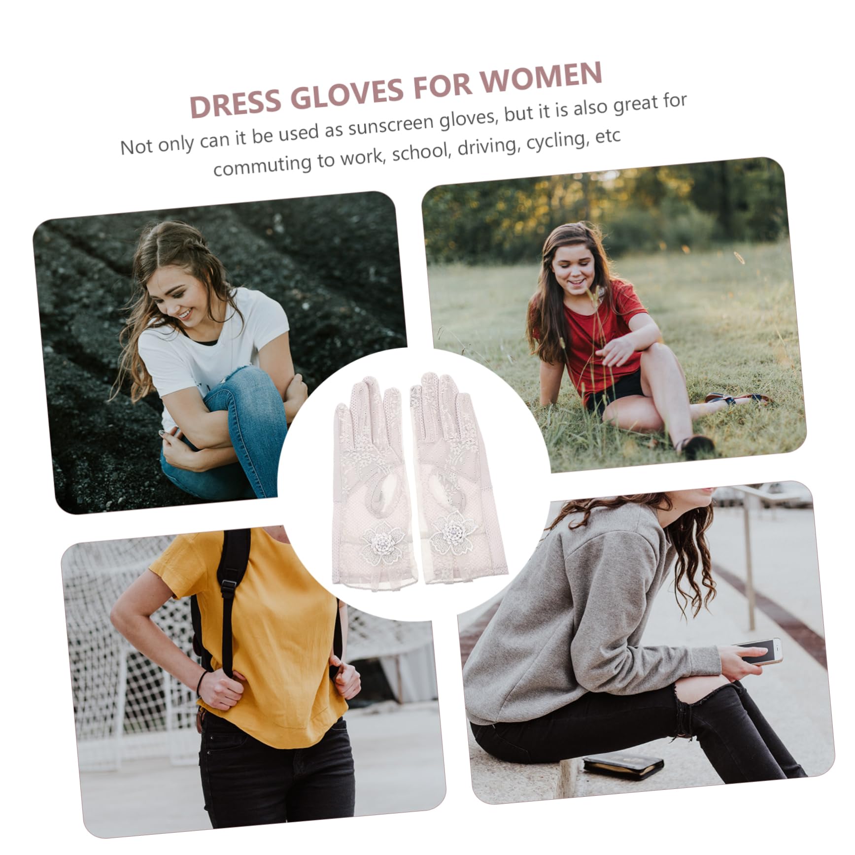 5 Pares Guantes de seda helada guantes de conducir guantes de vestir guantes de camping guantes de las mujeres guantes de sol para mujer protección UV seda de hielo Grey