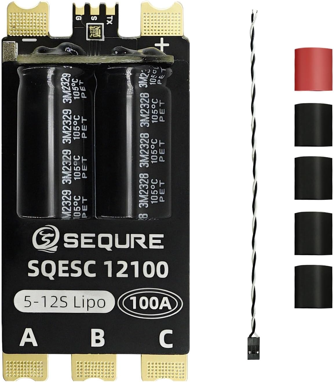 SEQURE 5-12S Brushless ESC Bidirectional Electric Speed Controller Dual Way ESC AM32 for RC Car Tank Boat Support 128KHz PWM Frequency