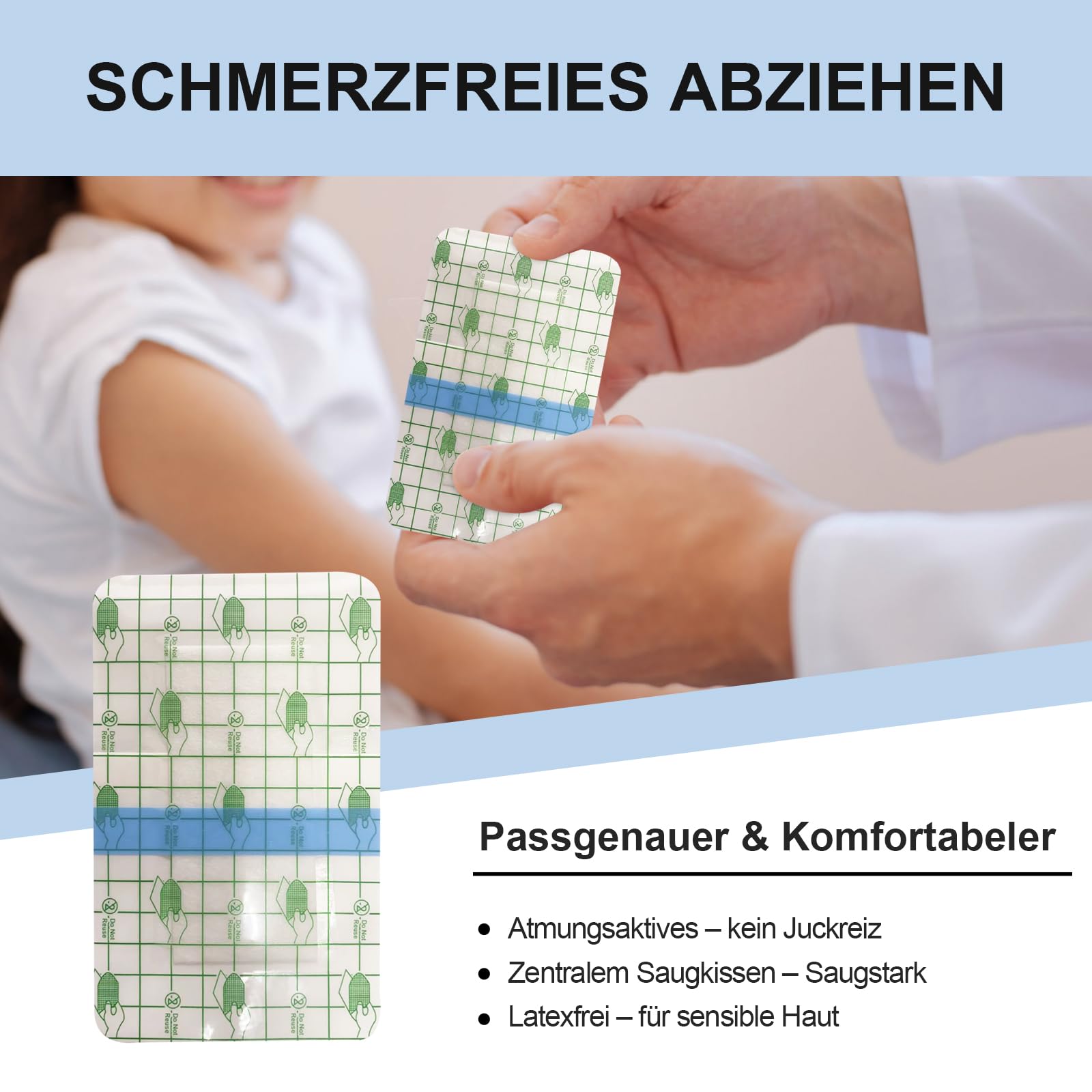 Wasserfest Pflaster 25 x 10 cm Wundpflaster steril transparent - wasserdichtes Pflaster nach OP Duschpflaster - selbstklebender Verband einzeln verpackt 25 Stück+E-Book (über Gesundheit)