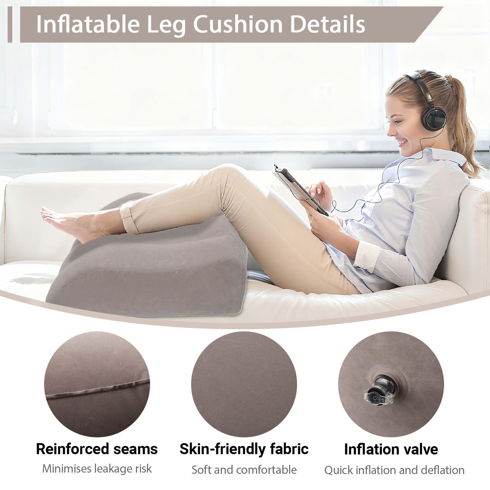 Cuscino per gambe sollevate gonfiabile, Cuscino per gambe con mascherina per dormire e borsa, ergonomico per alleviare le gambe, migliorare la circolazione, sonno, gravidanza e recupero