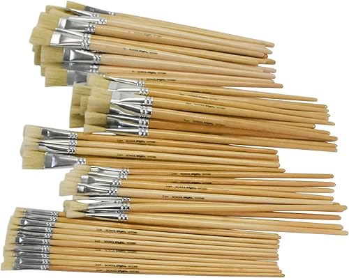 Miniatura 3 de School Smart Pinceles de pintura blanca entrelazados para uso escolar y de artes y manualidades, varios tamaños, juego de 72 unidades