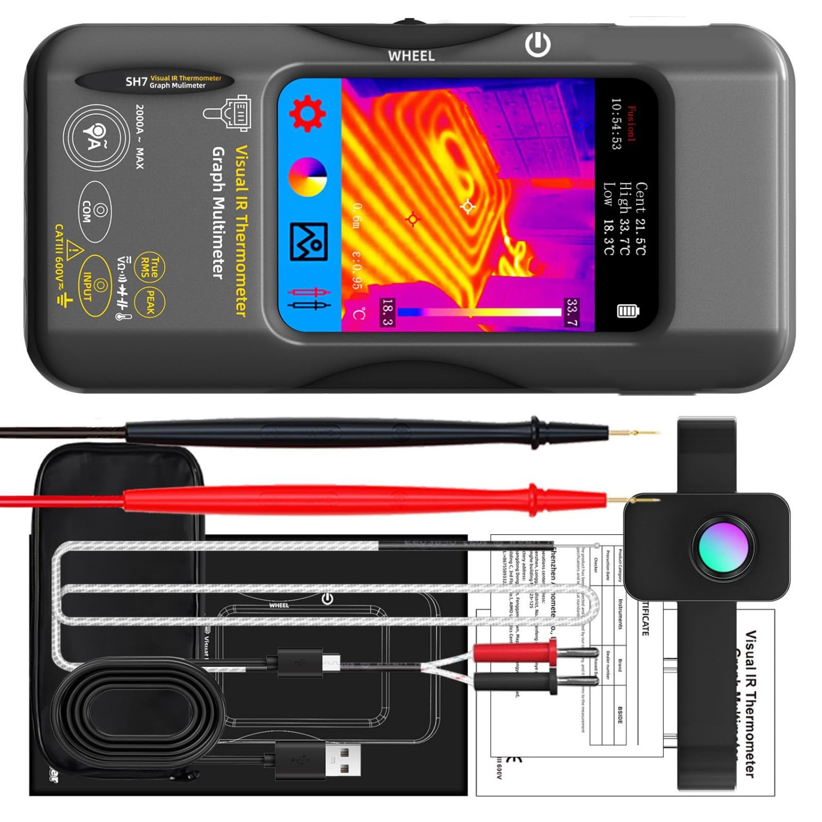 Kaccde C Amera Multimeter For Energy Audits, Maintenance With Data Storage Truerms Thermal Imaging Meter
