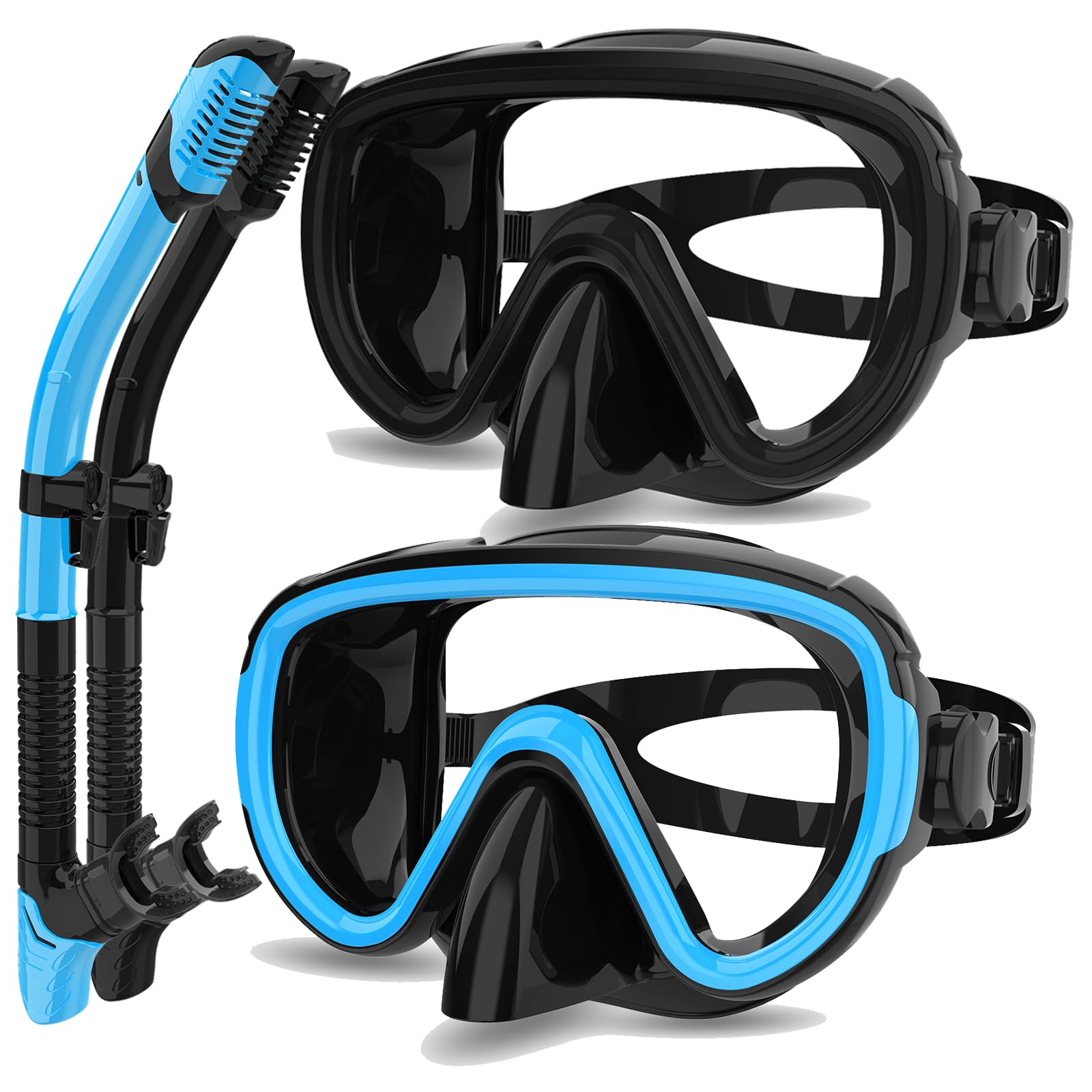 2 Packungen Trockene Schnorchelmaske Set Schnorchelausrüstung für Erwachsene Tauchmaske Schwimmbrille Schwimmen Tauchmaske Nasenabdeckung Freitauchen