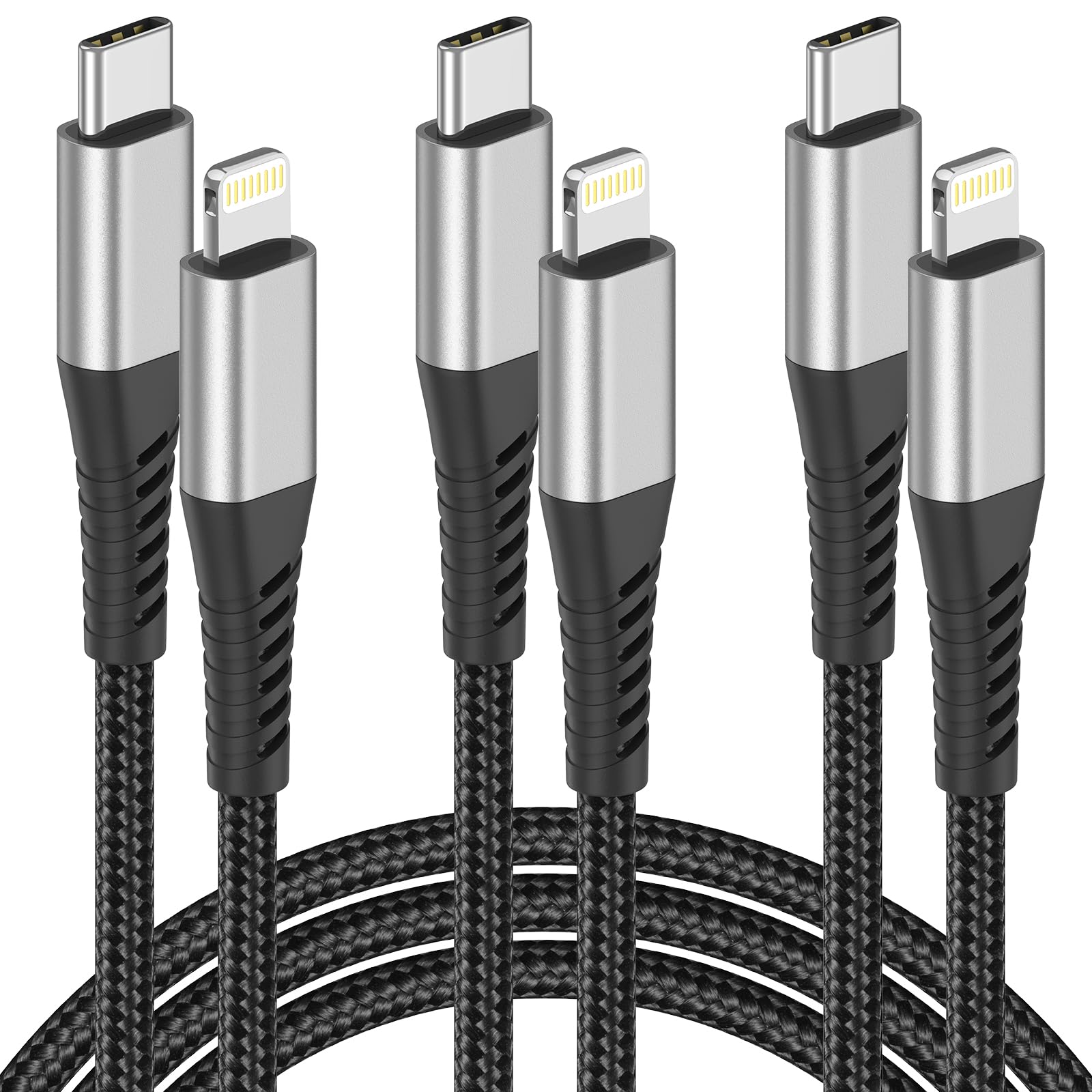 Confezione da 3 cavi USB C a Lightning da 0,6 m, cavo di ricarica USB C per iPhone, certificato MFi, cavo Lightning per iPhone PD da 0,6 m, ricarica rapida per iPhone 14, 13, 12, 11, Pro Max, Xs Plus