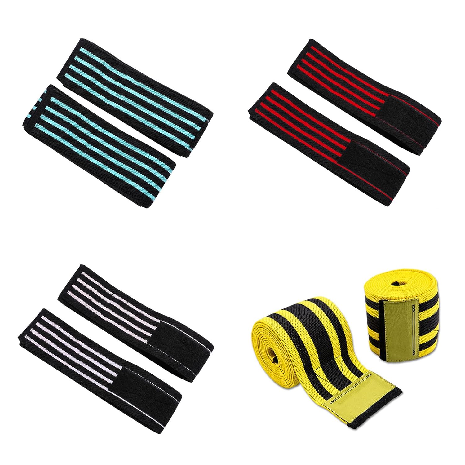 1ペアの弾性膝ラップ圧縮脚の関節痛の包帯包帯スクワット通気性膝スリーブ