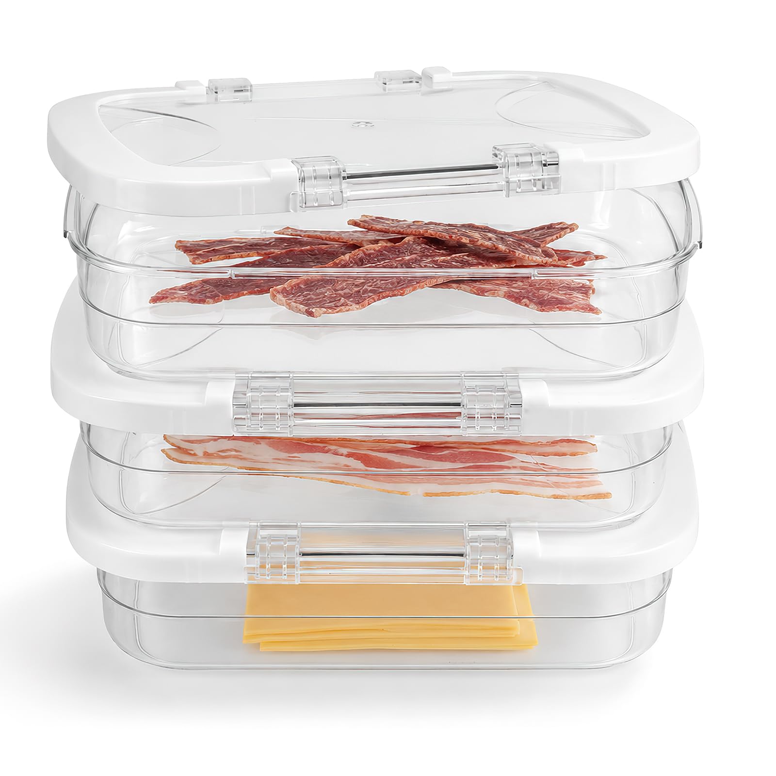 3 Pack Deli Meat Containers with Airtight Lids, 2.6L Fridge Organisers