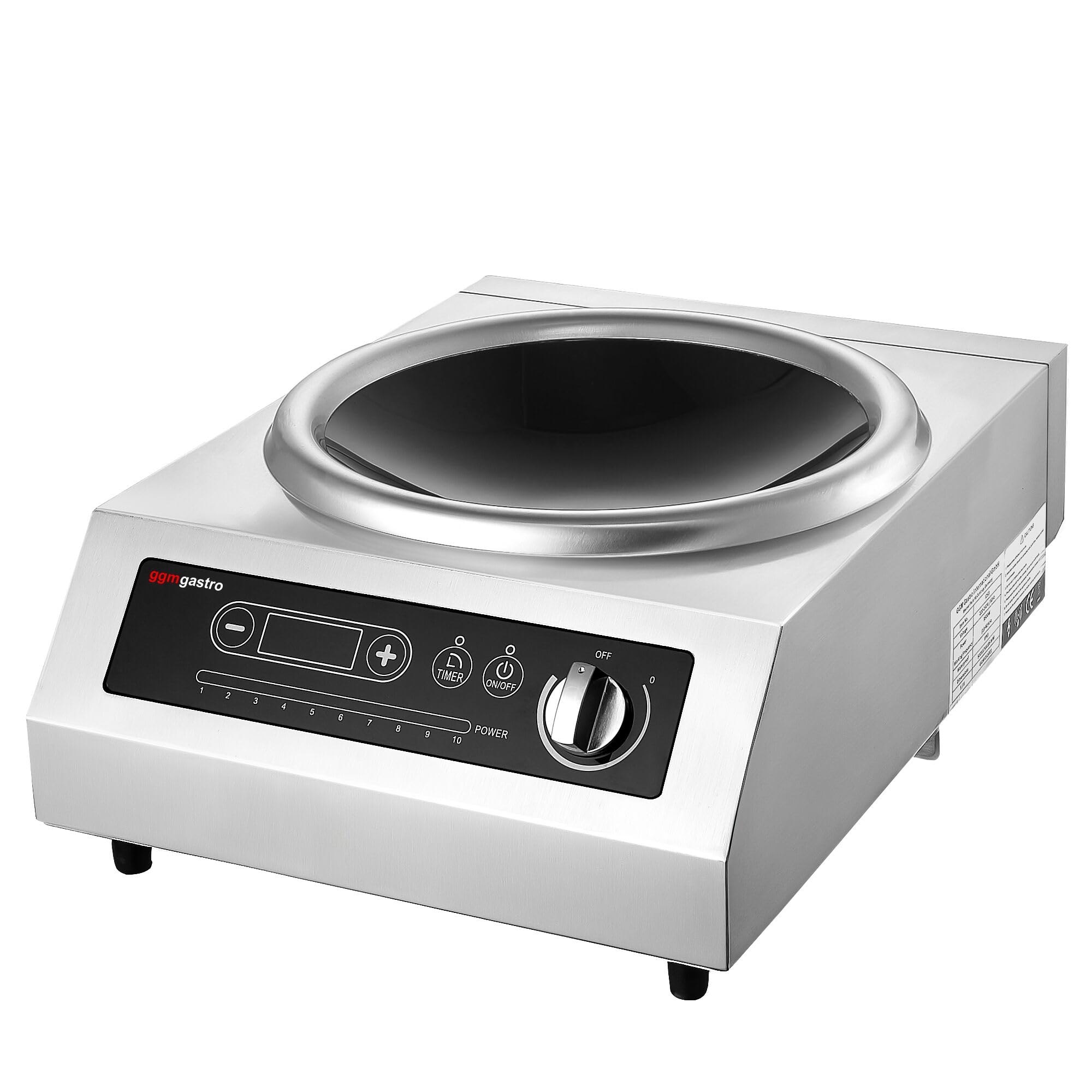 GGM Gastro Wok-Induktionsherd 3,5 kW | Ideal für die Gastronomie, intuitive Touch-Bedienung, präzise Timer-Funktion, sicher durch Abschaltautomatik, robust