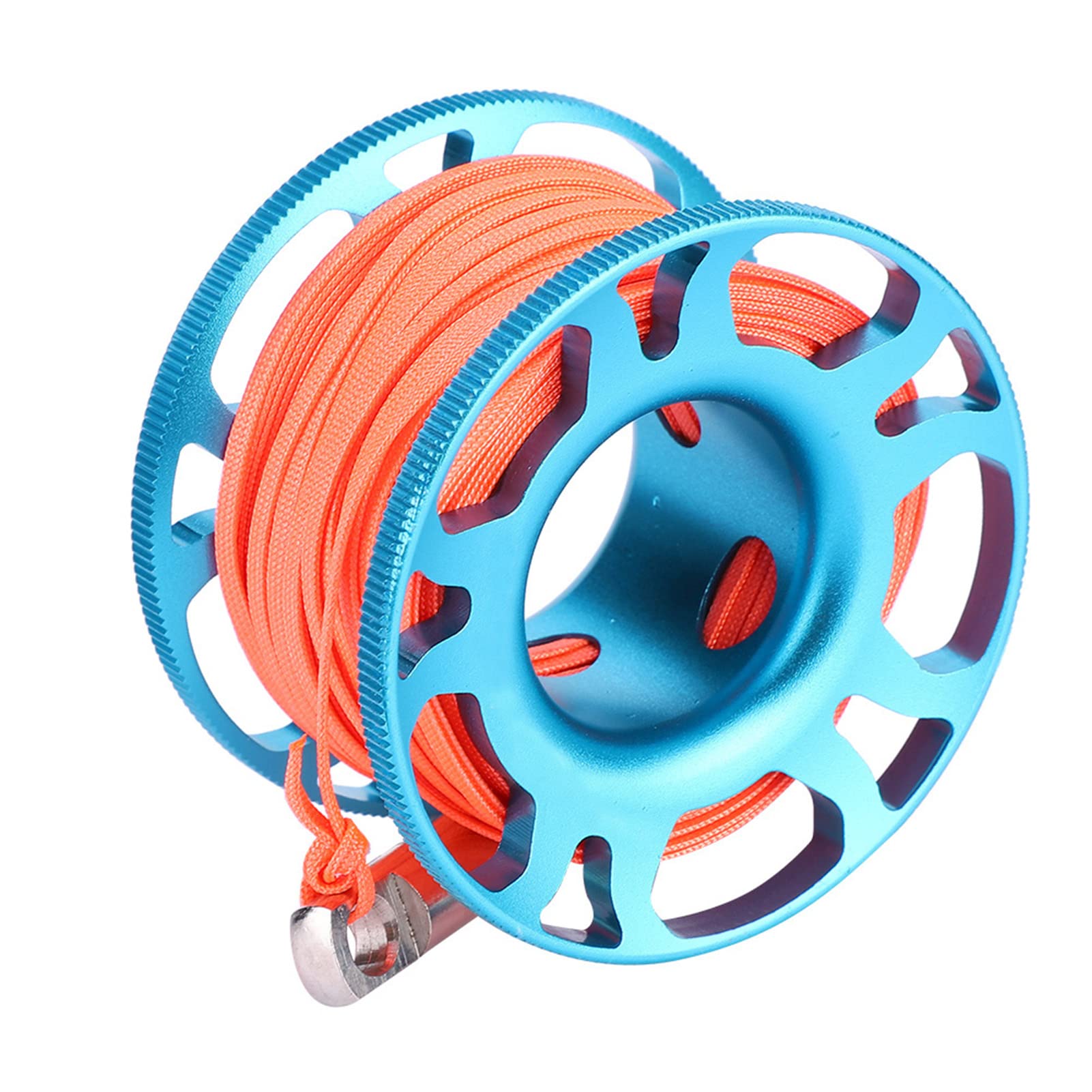Tauch Fingerspule, Aviation Aluminium Finger Reel Tauchen Scuba Diving Tauchspule Clip Scubaing Spool mit 15m Schnur(Königsblau)