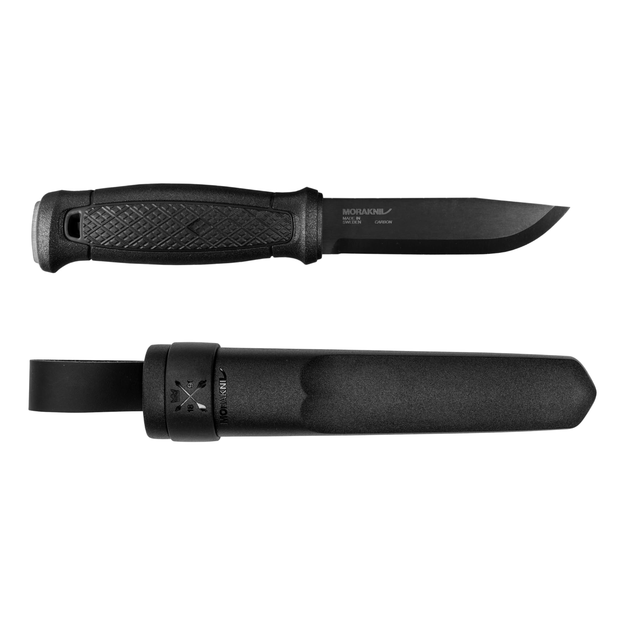 Morakniv Schwarz Garberg Blackblade (C) – Outdoormesser Mit Feststehender Klinge | Full-Tang Bushcraft-Messer Aus C100s Kohlenstoffstahl Mit Er Dlc-Beschichtung, Scandi-Schliff Und Polymerscheide