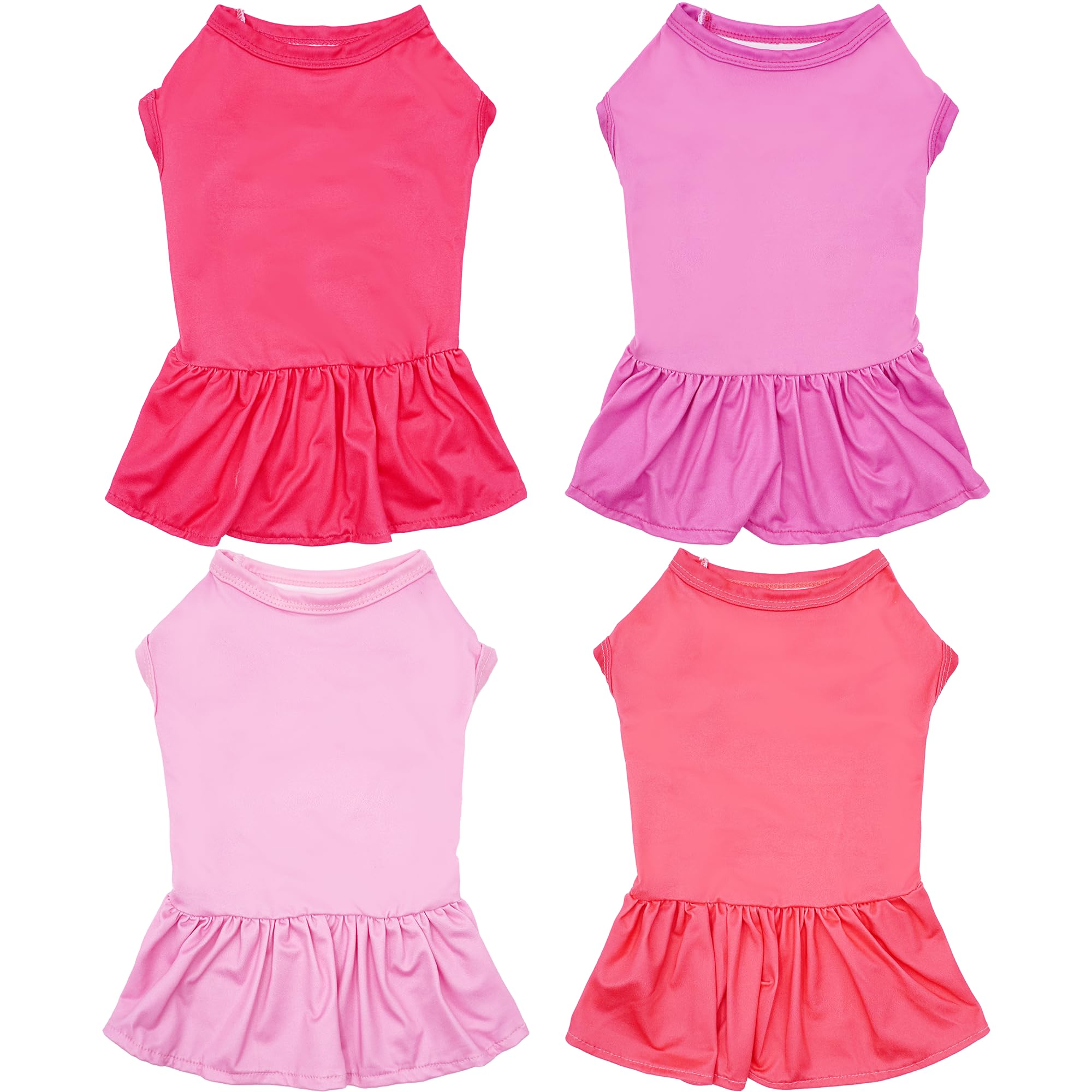 JpGdn 4PCS/Pack Big Dog Dresses Pink for XXXL Large Dogs Girl Female Purple Red Skirts Spring Summer Clothes Pet Apparel Sundress Stretchable Lightweight Outfit