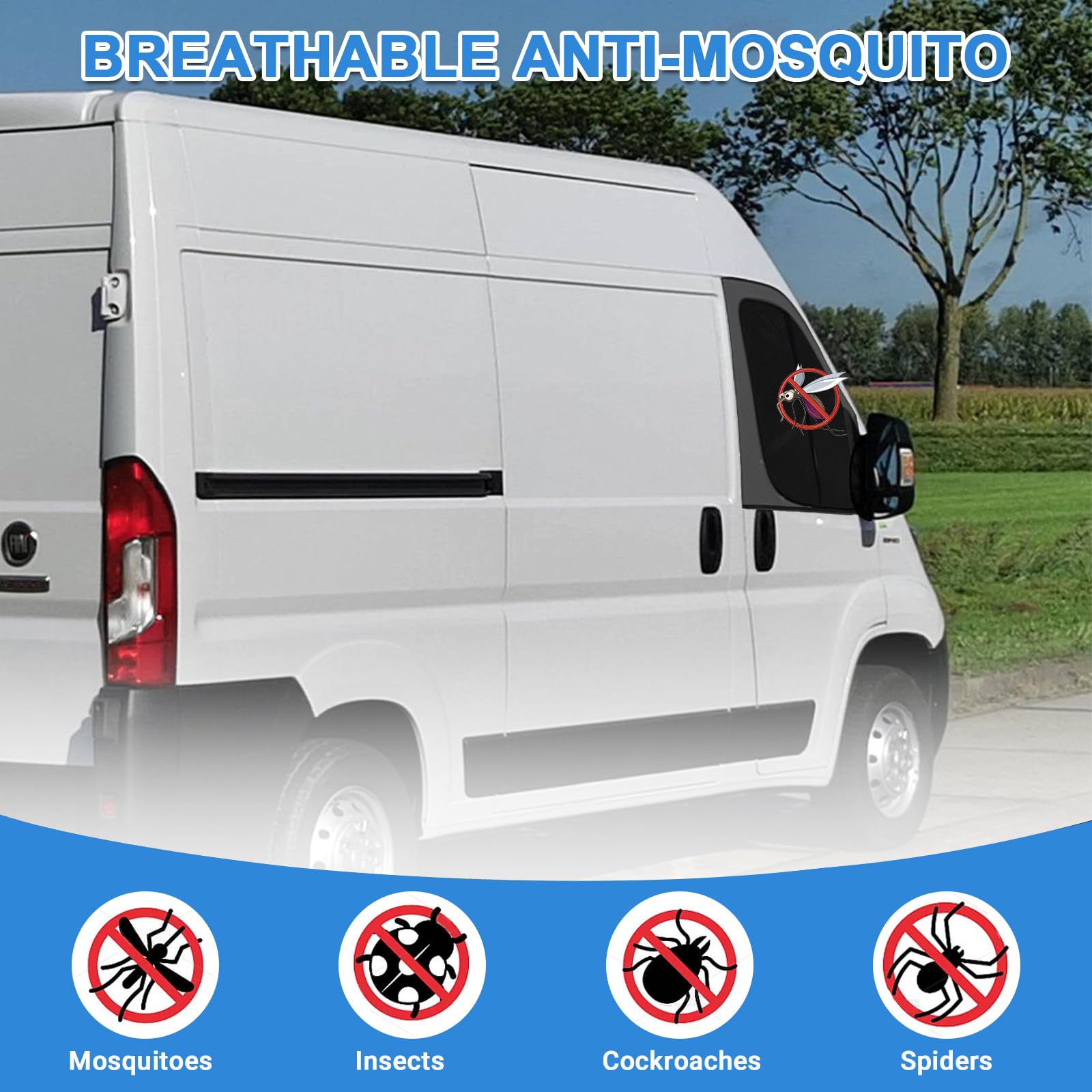 Zanzariera Magnetyczna Fiat Ducato Peugeot Boxer Citroen Relay 2006-2025, Zestaw 2 Sztuk