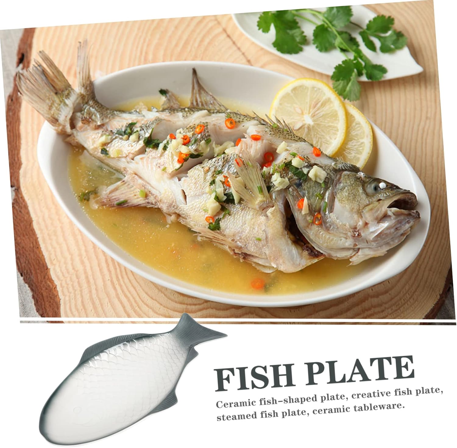 Ceramic Fish-shaped Steaming Dish Decorative Food Plate for Serving Fish Steamer Lightweight and Easy to Clean for Home Dining and Parties