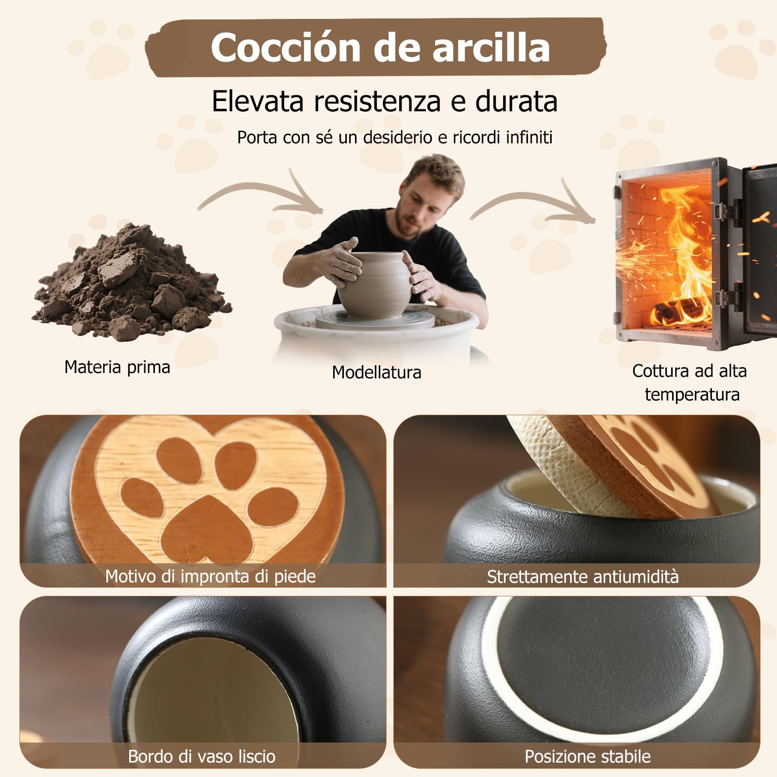 PETCUTE Urna per Cremazione per Cani e Gatti,Urna per Ceneri di Piccoli Animali Domestici,Barattolo Portatile in Ceramica Sigillata,Urne Commemorative per Cani,Bianco,500ML