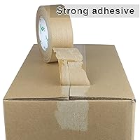 Vista 4 de BOMEI PACK Cinta de papel de embalaje Kraft reforzada autoadhesiva de 4 rollos, 2 pulgadas x 55 yardas, total de 220 yardas de cinta engomada
