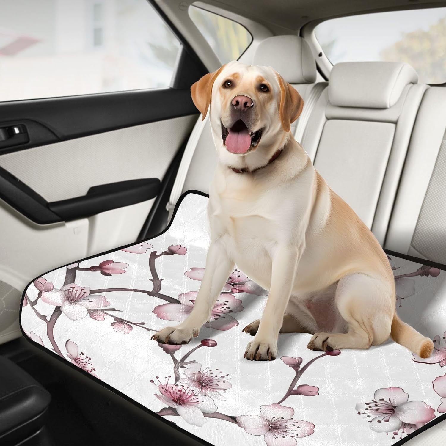 Cherry Blossom Flowers Pet Mat Reusable Feeding Mats for Food and Water Non-Slip Pee Pads for Dogs Cats 2 Packs