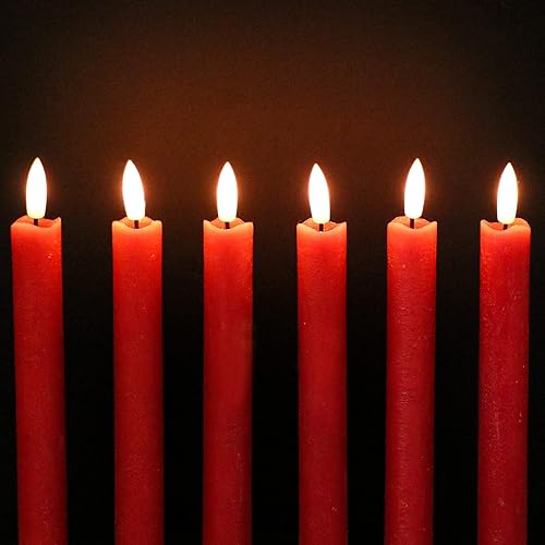 Miniatura 63 de GenSwin Velas cónicas negras sin llama parpadeantes con control remoto de 10 teclas, funciona con pilas, velas LED cálidas con mecha 3D para negro