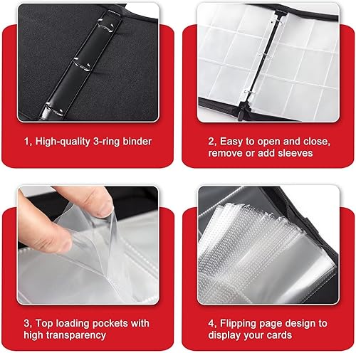 Miniatura 3 de Carpeta de 9 bolsillos para tarjetas coleccionables con 50 hojas extraíbles con capacidad para 900 tarjetas, carpeta de álbum de coleccionista para
