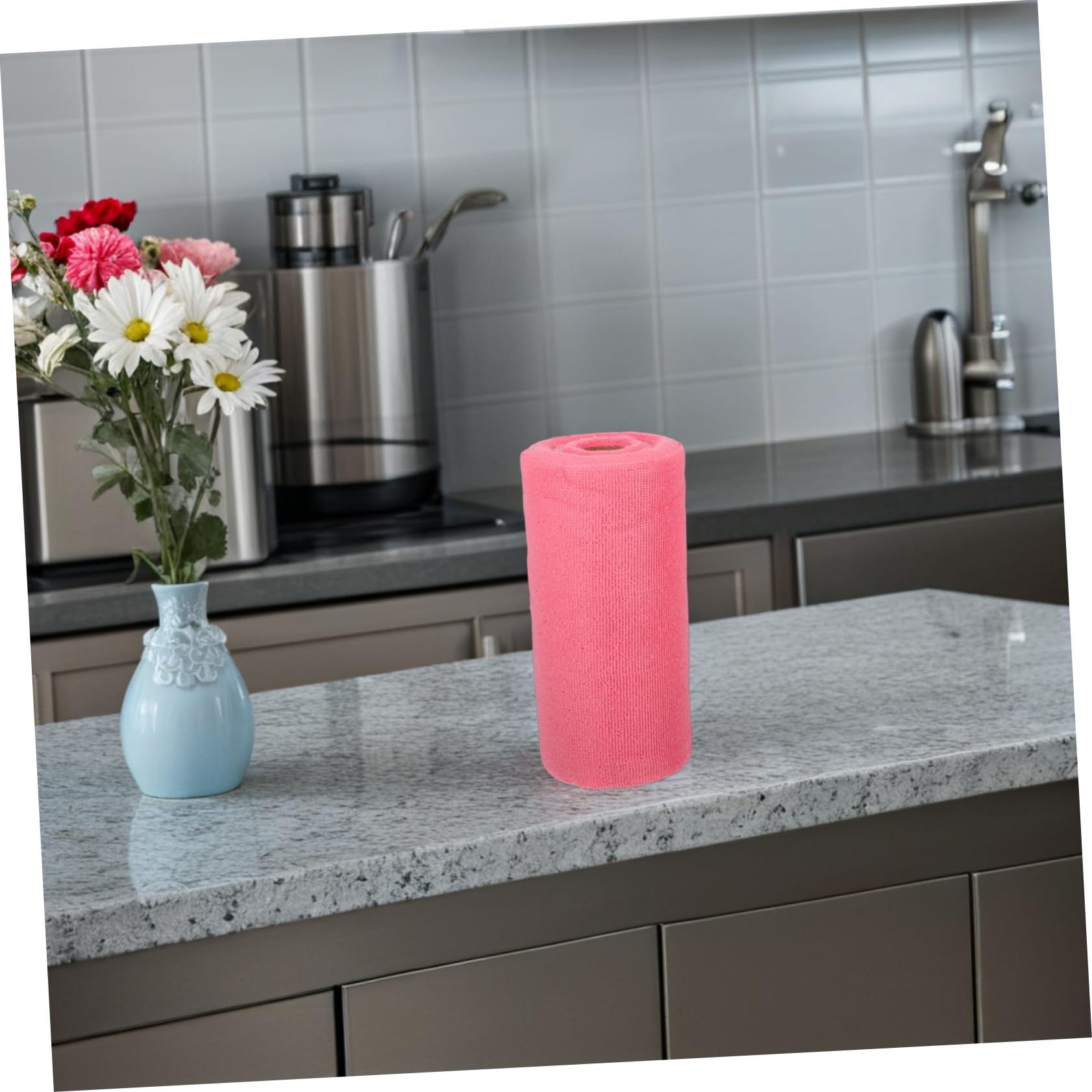 Mikrofaserhandtuchrolle 25cm Saugfähig und Strapazierfähig Abreißbar Wiederverwendbar für Haushalt und Küche Rosa Putzlappen