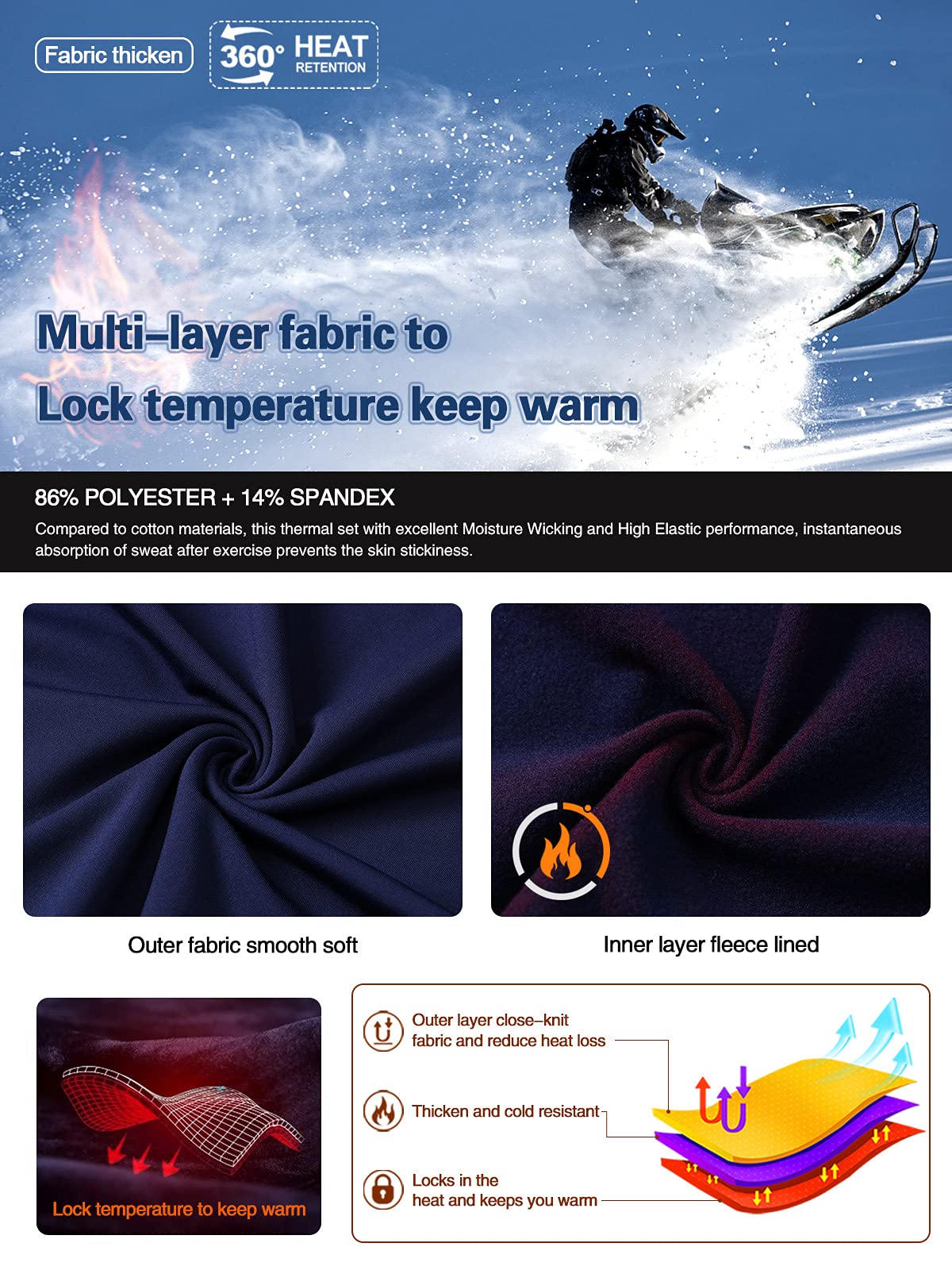 MEETWEE Biancheria Intima Termica Set Uomo, Antivento Funzionale Base Layer Asciugatura Rapida Maniche Lunghe Maglia Termica & Pantaloni per Invernali Sportiva Sci Allenamento Corsa Ciclismo
