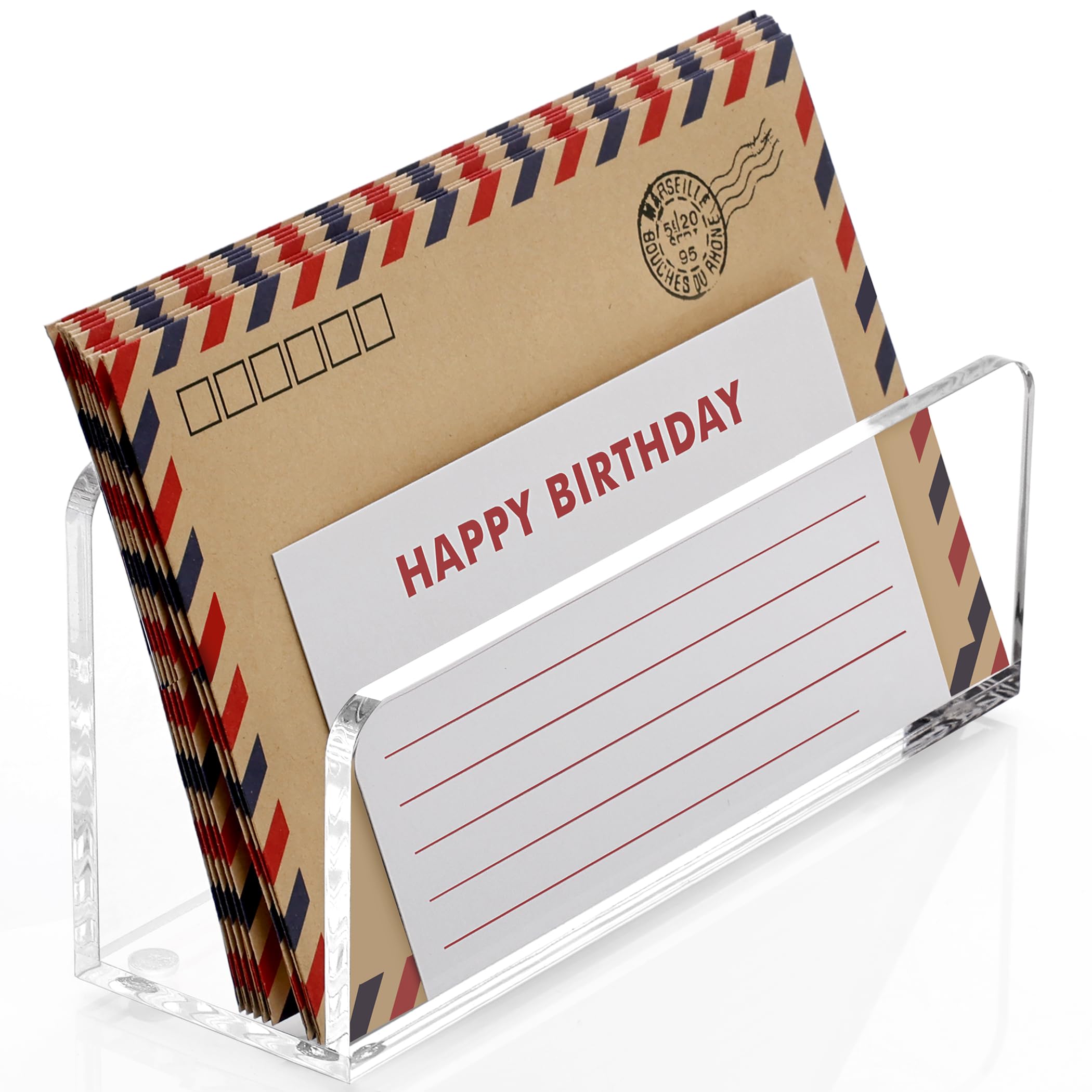 Organizador de correo de escritorio de acrílico, soportes pequeños transparentes para archivos, organización de carpetas de relleno de facturas, organizador de documentos de papel para oficina